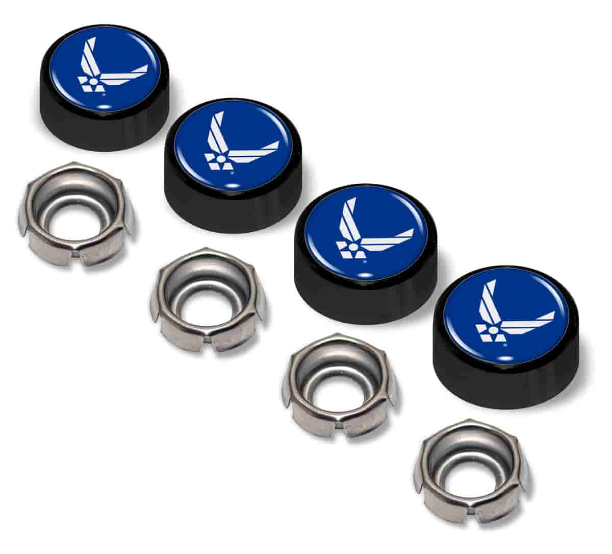 U.S. Air Force License Plate Screw Caps - Black Metal Set of 4